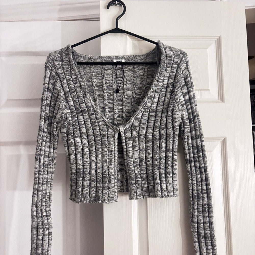 Garage Gray Ribbed Cardigan Sweater